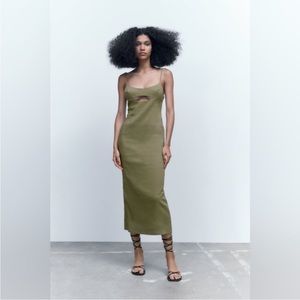NWT Zara Linen Blend Cutout Dress